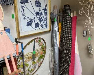 Bolts of fabric, artwork and beautiful one of kind pieces