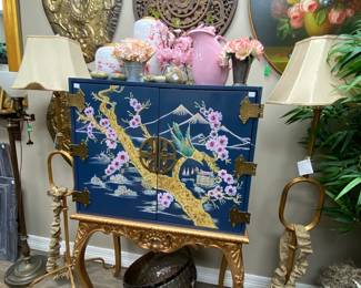 Beautiful Asian style cabinet with cherry blossoms