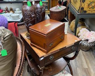 Antique mahogany leather top table