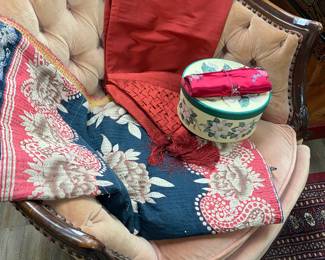 Victorian velvet side chair matching sofa