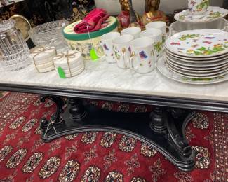 Coffee Table, marble top, black base