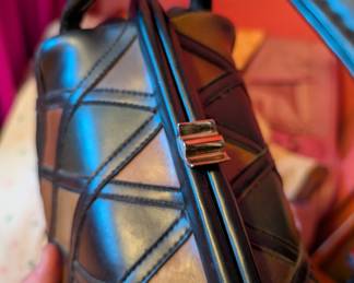 Mod Patchwork Leather Doctor Mini Purses Tan Beige Brown Dulles Bag Miniature Carry On