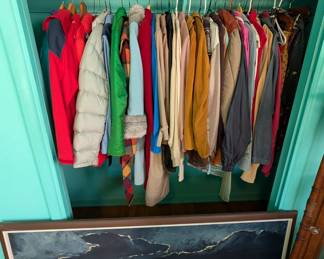 closet full of vintage jackets and coats