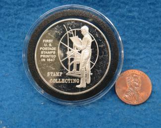 Lot 454. 1972 Postmasters of America sterling silver medallion. 25.0 grams. Tax exempt.