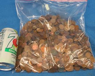 Lot 449. Approximately 8 lbs. (about 1,160) Lincoln Wheat pennies.