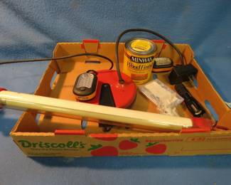 Lot 82. Shop lights, varnish and more
