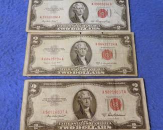 Lot 348. Three $2.00 bills: 1953,1953A, and 1953B