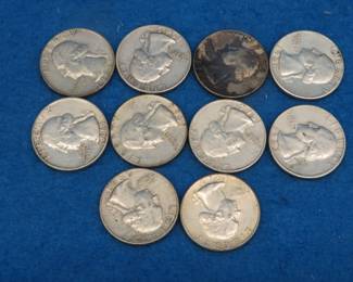 Lot 35. Ten silver Washington quarters