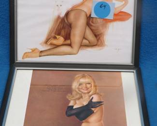 Lot 64. Two vintage Vargas 12" x 9 1/2" pinup girl prints