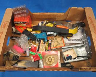 Lot 475. Grommet set, drill bits, pry bar, and more