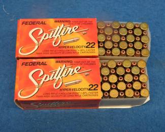 Lot 49. Two boxes of 50 each (100 total) Federal 22 cal. LR Spitfire rounds