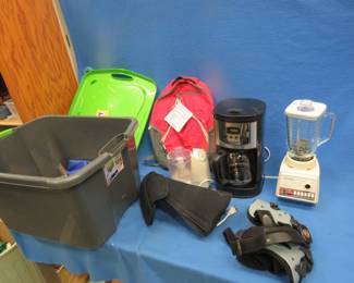 Lot 198. Blender coffee maker, backpack tote, and more