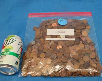 Lot 174. Approximately 8 lbs. (about 1,160) Lincoln Wheat pennies.