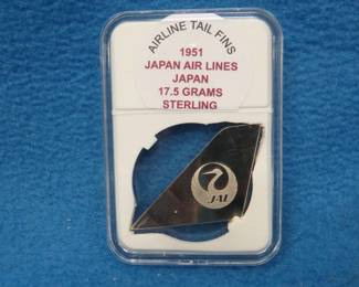 Lot 111. Sterling Airline Tail Fins. 17.5 grams. 1951 Japan Air Lines.
