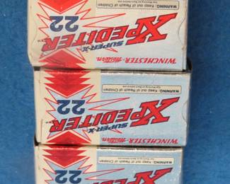 Lot 56. Three boxes of 50 each (150 total) Winchester Super-X Xpediter .22 LR rounds