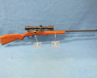 Lot 25. Savage Model 4M Deluxe .22 mag. NSN. Bolt-action rifle with two magazines. Includes Simmons .22 mag 3-9x32 scope with original box.