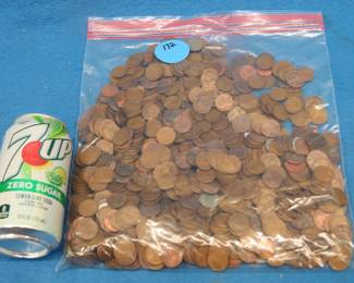 Lot 172. Approximately 8 lbs. (about 1,160) Lincoln Wheat pennies.