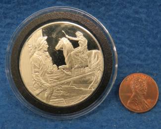 Lot 453. 1975 Postmasters of America sterling silver medallion. 24.3 grams. Tax exempt.