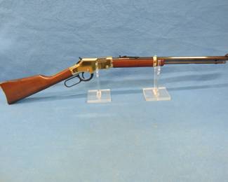 Lot 12. Henry Classic Brass lever-action .22 rifle. Ser. No. GB348579. Shoots S, L, and LR.