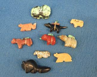 Lot 130. Ten Zuni fetish figurines.