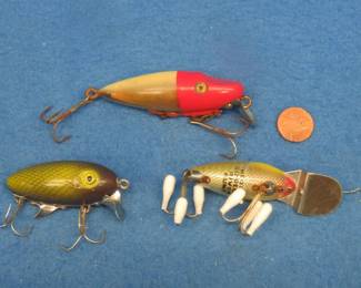 Lot 147. 3" Lucky Strike bait, Clark 2 1/4" Water Scout, and a Heddon Go-Deeper River Runt