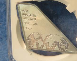 Lot 320. Sterling Silver Airline Tail Fins. 17.3 grams for 1934 VASP Brazilian Airlines