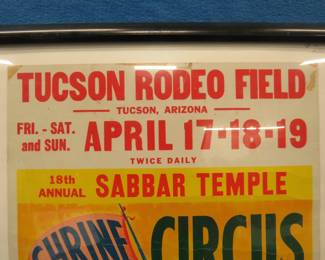 Lot 335. Framed vintage circus poster. 25" x 19".