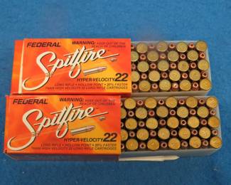 Lot 48. Two boxes of 50 each (100 total) Federal 22 cal. LR Spitfire rounds