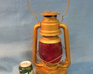 Lot 227. Dietz barn lantern with red glass