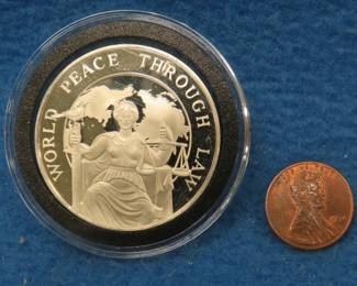 Lot 455. 1975 Postmasters of America sterling silver medallion. 23.65 grams. Tax exempt.