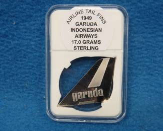 Lot 236. Sterling Silver Tail Fins. 17.0 grams. 1949 Garuda Indonesian Airways.