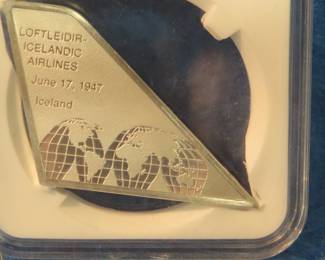 Lot 323. Sterling Silver Airline Tail Fins. 17.5 grams for 1947 Loftleidir Icelandic Airlines
