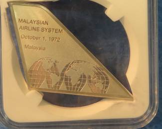 Lot 324. Sterling Silver Airline Tail Fins. 17.6 grams for 1972 Malaysian Airlines