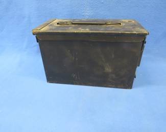 Lot 477. Ammo box with locking lid. 11" x 7 1/4" x 6"