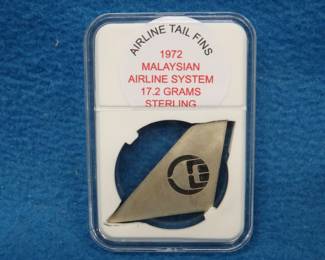 Lot 233. Sterling Silver Tail Fins. 17.2 grams. 1972 Malaysian Airlines.