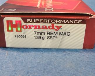 Lot 325. Twenty Hornady 7mm REM MAG rounds