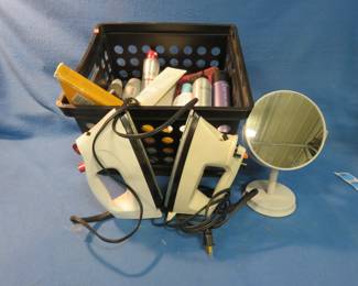 Lot 92. Notions, two irons, and more