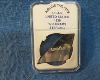 Lot 300. Sterling Airline Tail Fins. 17.0 grams for 1939 US Air