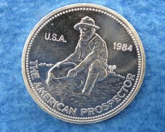 Lot 43. One ounce Engelhard round of .999 fine silver entitled 1984 The American Prospector