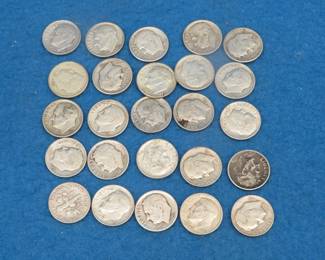 Lot 32. 25 silver Roosevelt dimes