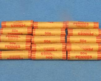 Lot 188. 15 rolls of 50 wheat pennies (750) total).