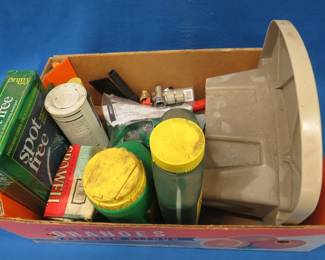 Lot 473. Yard chemicals and hose parts