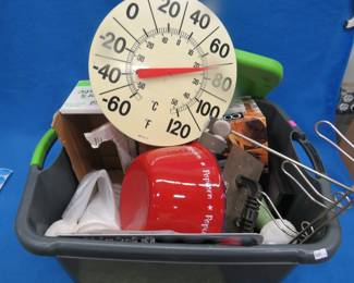 Lot 397. Box lot and a good covered tote.