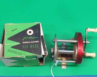 Lot 72. J.C. Higgins single-action fly reel in the box, and a vintage Venus baitcasting reel