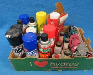 Lot 343. Automotive chemicals, steel wool, Makita sander, and more