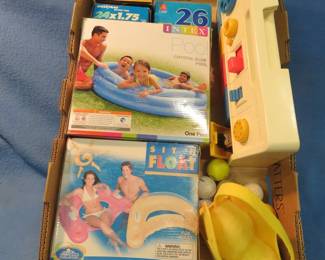 Lot 282. Box Lot including pool toys, bike tubes and more