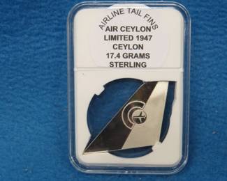 Lot 108. Sterling Silver Tail Fins. 17.4 grams. 1947 Air Ceylon Limited.