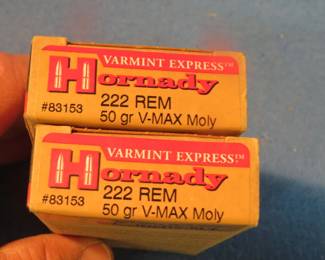 Lot 319. Two boxes of 20 each (40 total) Hornady 222 Remington rounds