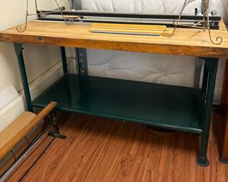 5’ wide Industrial table with wood top