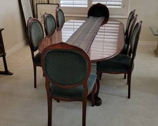Antique style Queen Anne mahogany dining room set with 8 chairs
